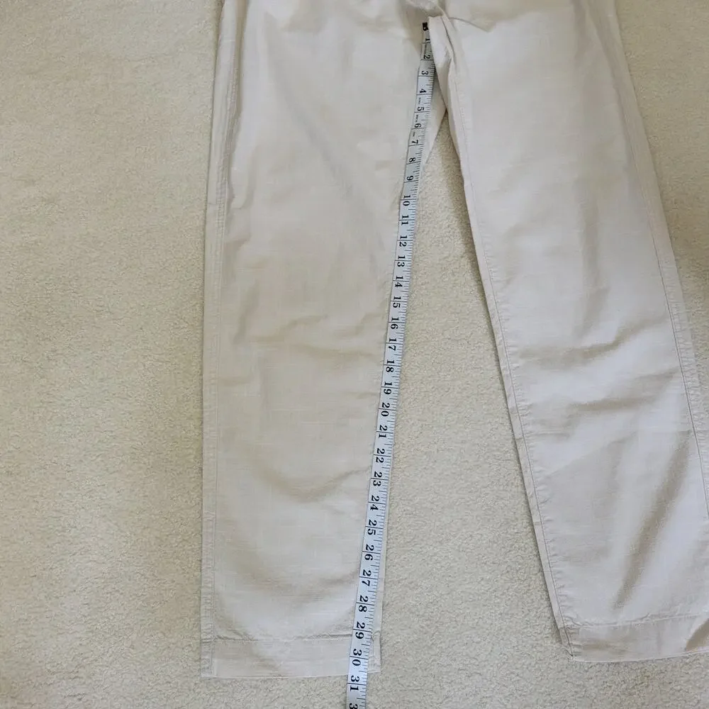 NWT H&M Size M Regular Fit Cotton Pants High Rise Straight Elastic Adjustable